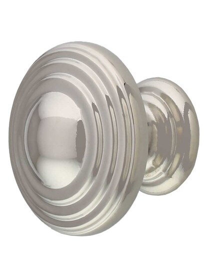 Bremen 2 Ringed Cabinet Knob - 1 1/4 inch Diameter in Polished Nickel.